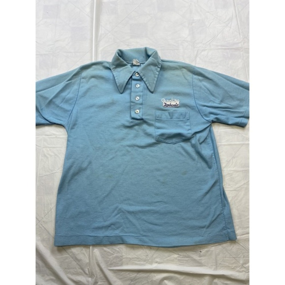Vintage 60s 70s UNC tar heels‎ Polo shirt Blue North Carolina 50/50 Medium